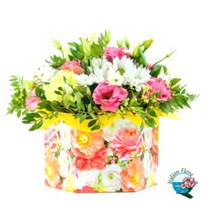 Flower box con fiori bianchi e rosa